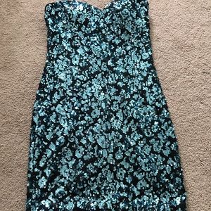 Blue sequin short dress